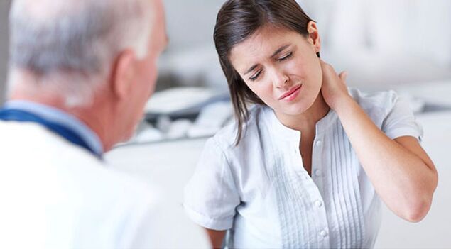 Neck pain in a woman with osteochondrosis.